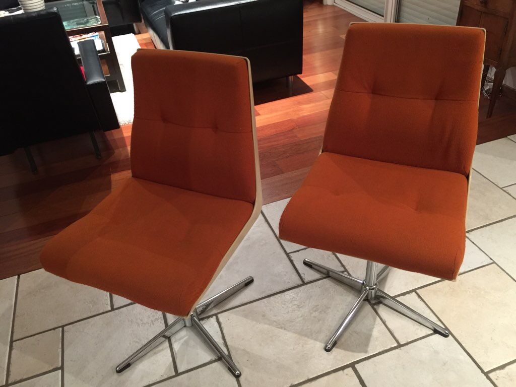 Pair of desk chairs vintage orange