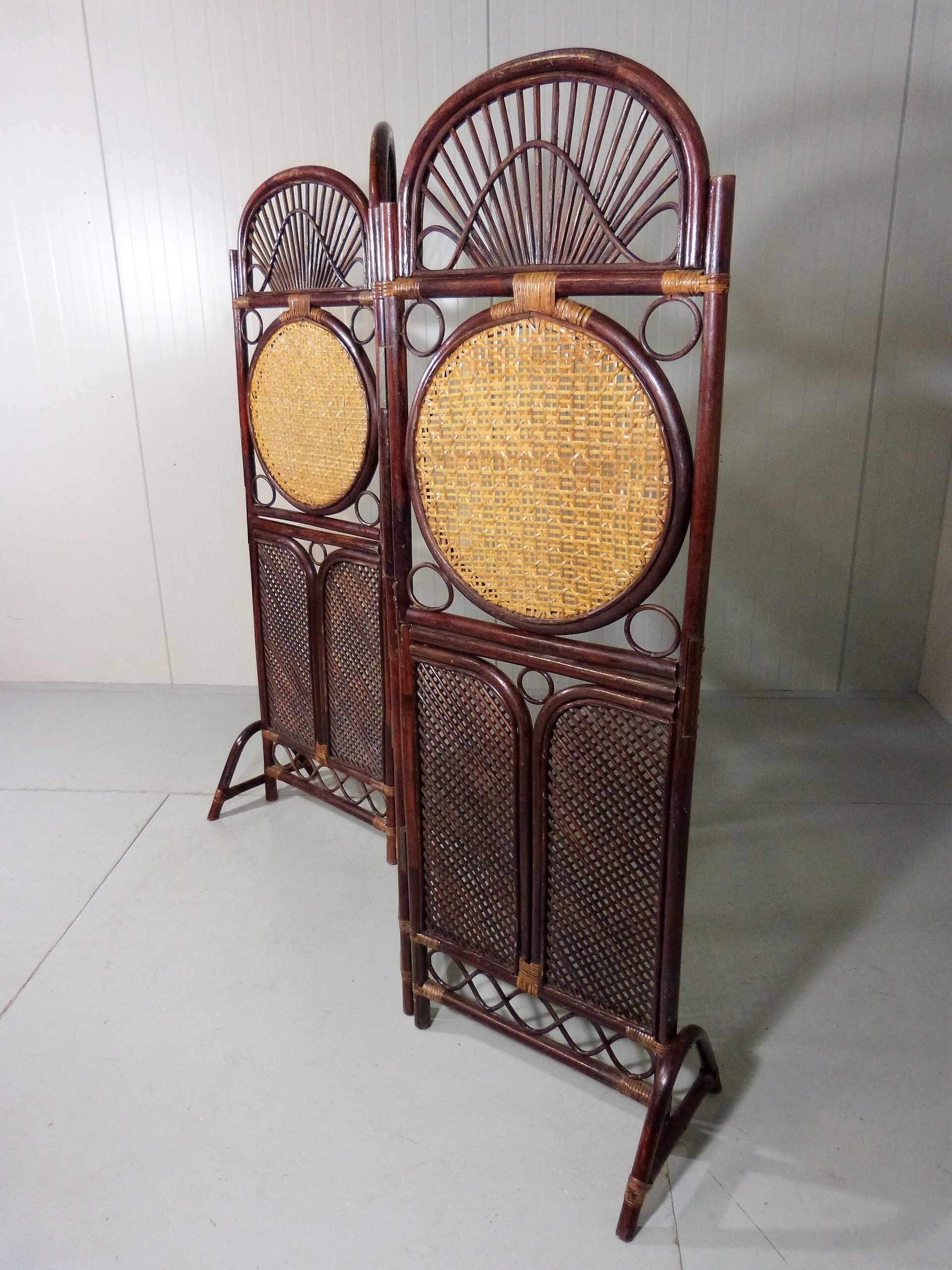 Rattan & wicker folding screen - room divider, 1930’s