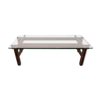 Rosewood coffee table and glass by Ico Parisi Cassina 1960