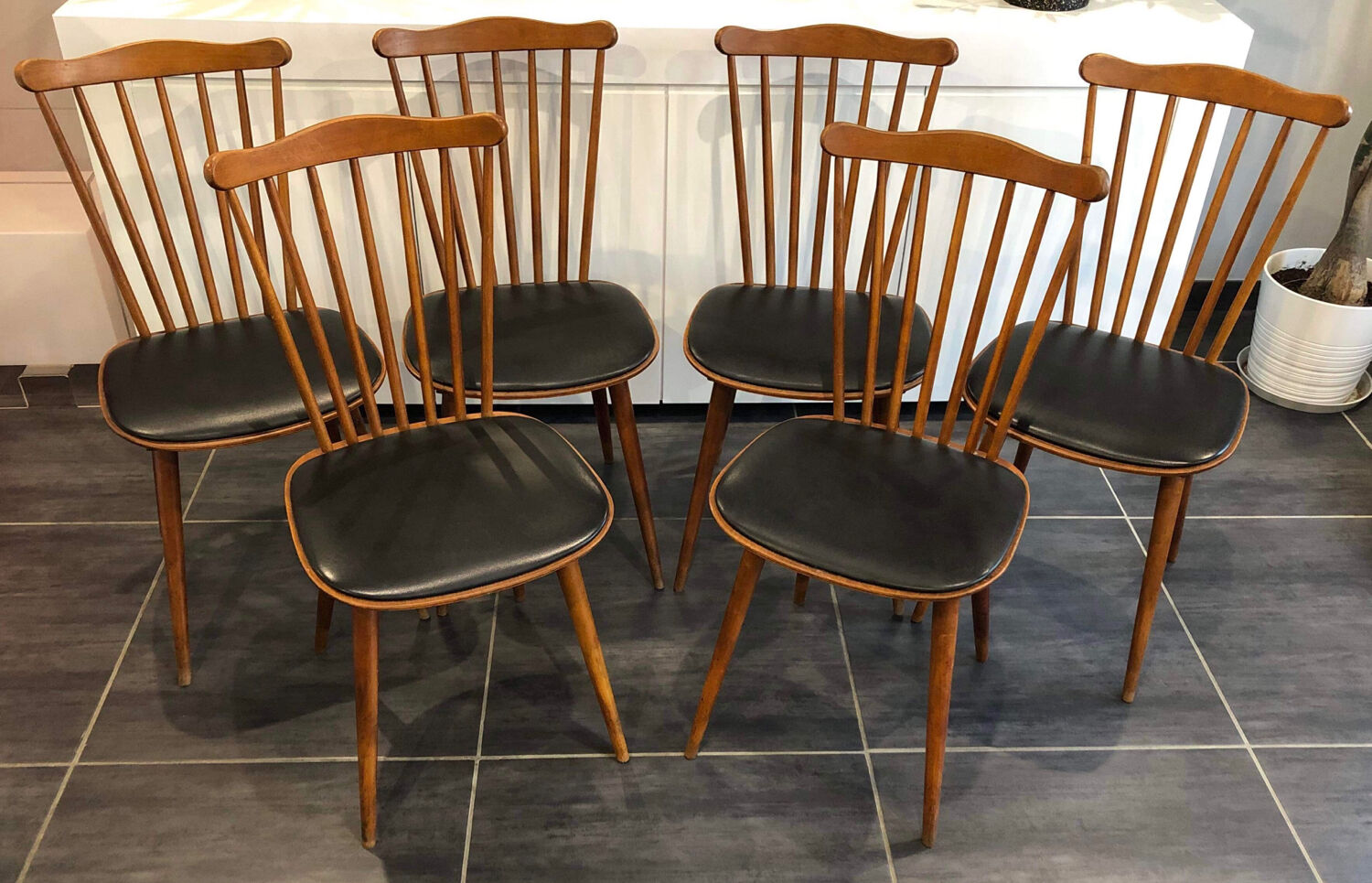 Set of 6 Baumann Menuet chairs, vintage, 1970s