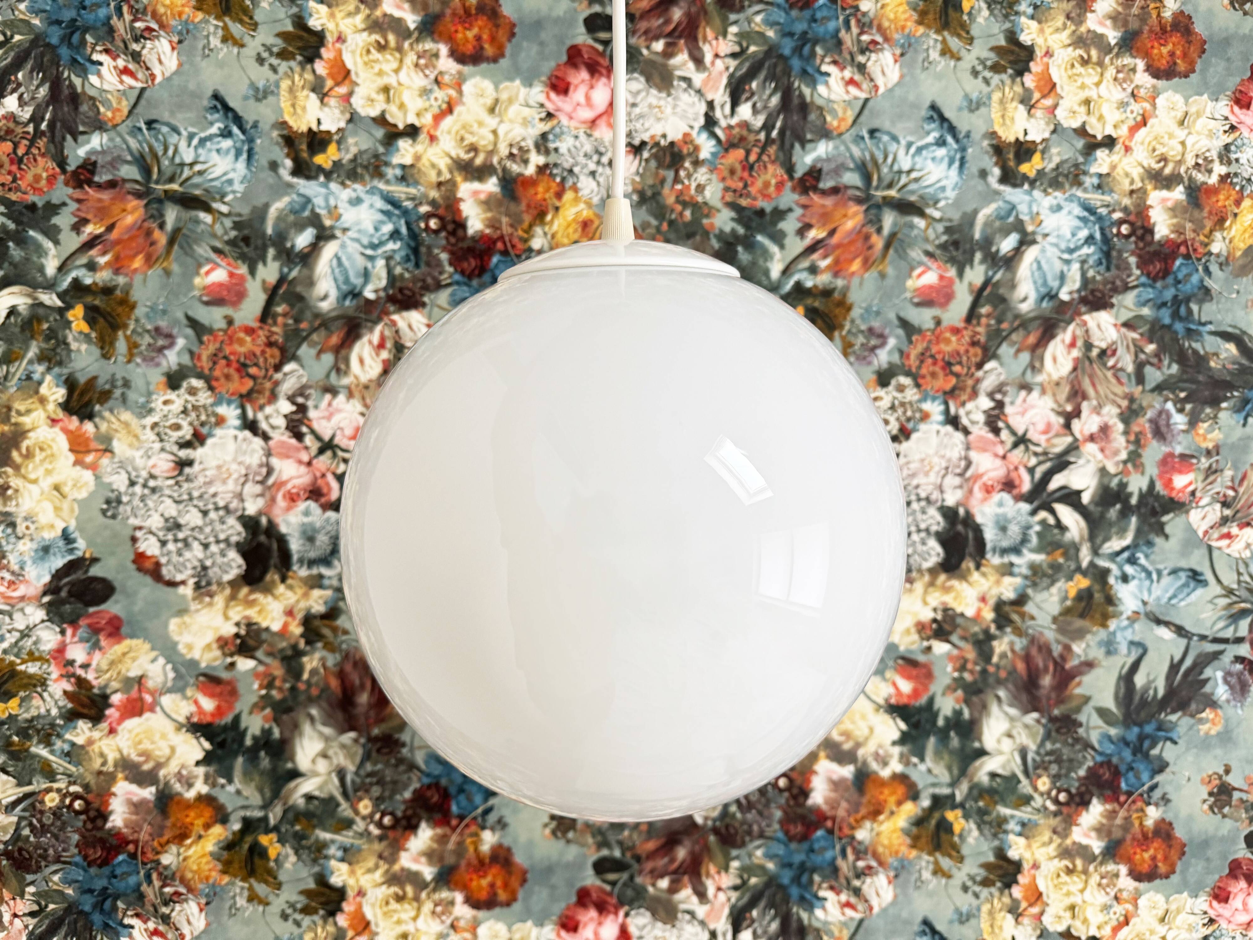 Vintage milk glass globe hanging lamp