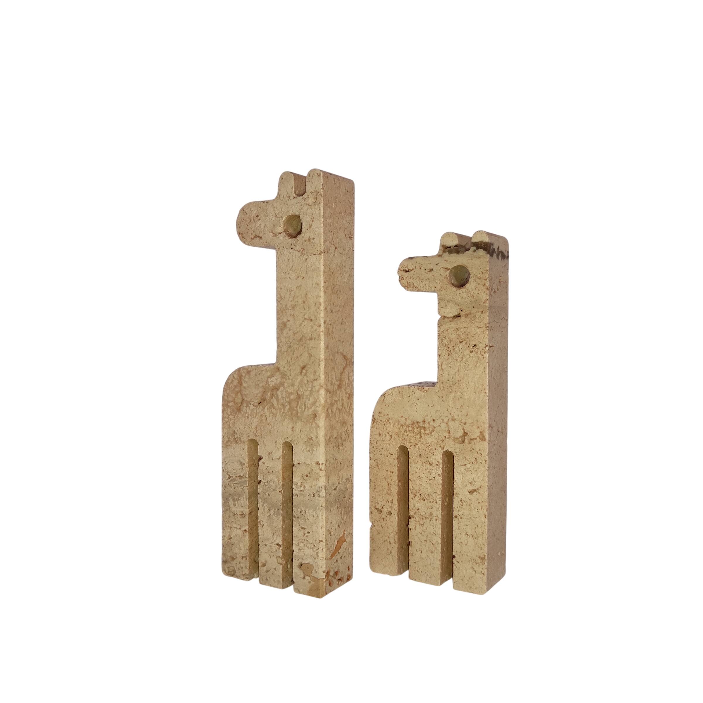 Pair of travertine giraffes Enzo Mari - Fratelli Mannelli, Italy, 1970