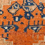 Tapis couloir vintage orange et bleu marine à motifs berbères, 105x339 Cm