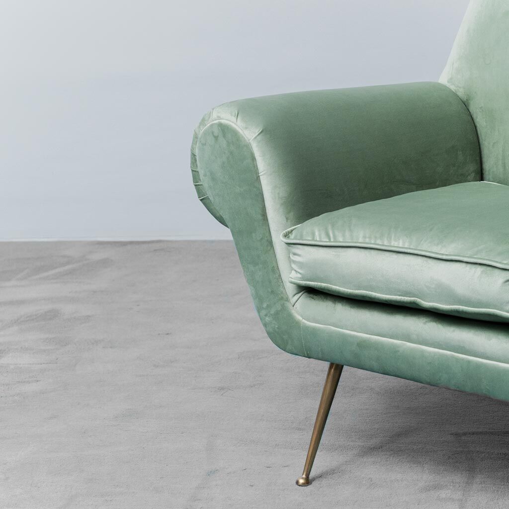 Gigi Radice minotti green velvet armchair from the 1950s vintage modern design