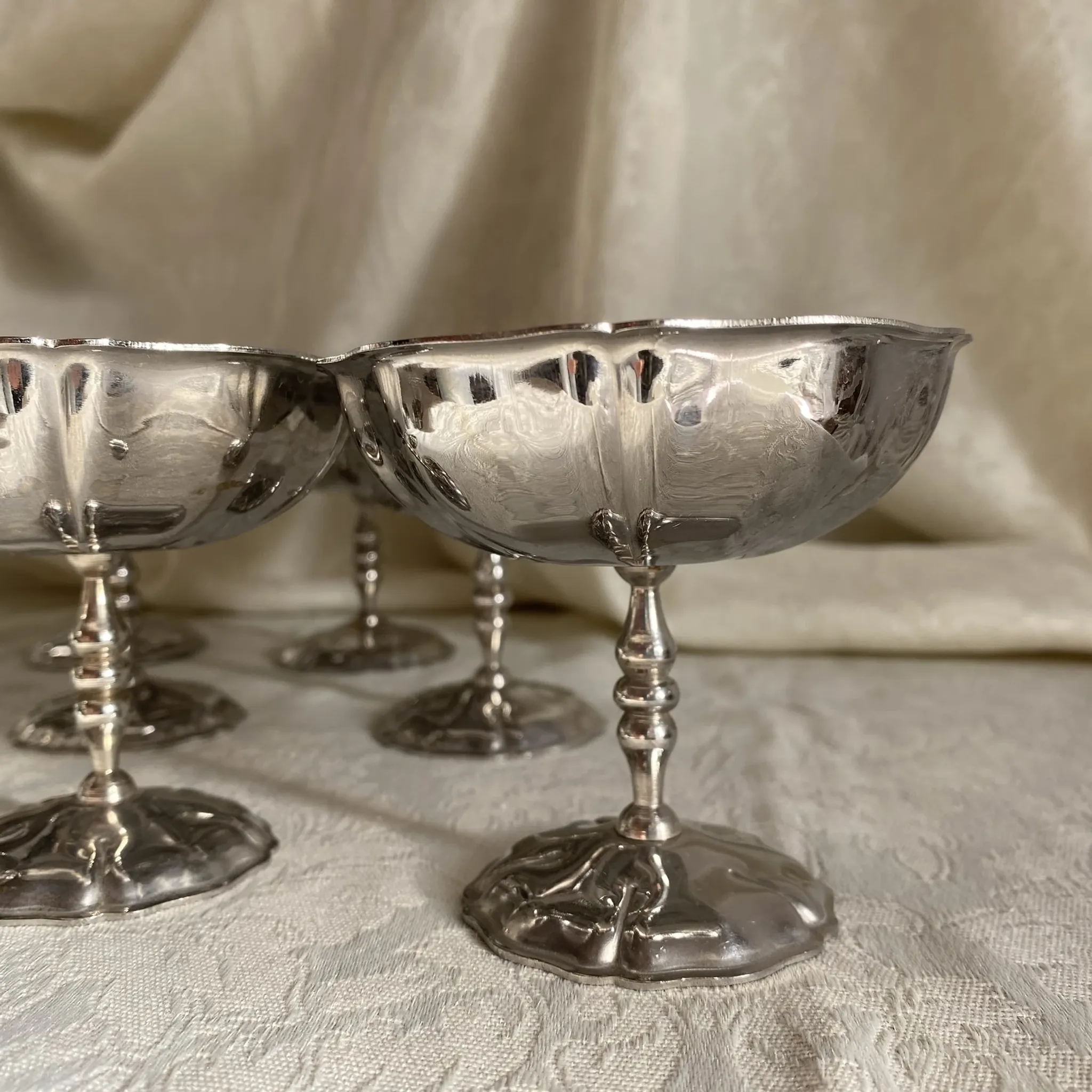 Vintage stainless steel footed bowls