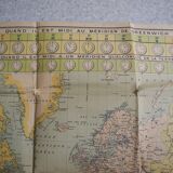 Planisphere map time zones blondel paris old french map time zone 30s
