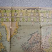 Planisphere map time zones blondel paris old french map time zone 30s