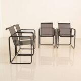Set of 4 black metal chairs 80's