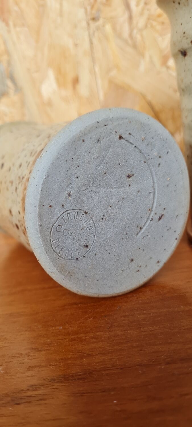 Set of four glasses in varnished stoneware