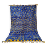 Large Blue and Yellow Moroccan Rug with Diamond Pattern 300x200cm