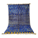Large Blue and Yellow Moroccan Rug with Diamond Pattern 300x200cm