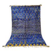 Large Blue and Yellow Moroccan Rug with Diamond Pattern 300x200cm