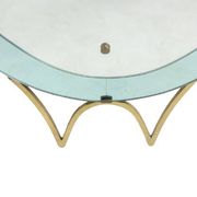 Two-tone glass console mirror with gilded brass. Circa 1950.