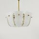 J.T. Kalmar Petite curved suspension basket, brass and glass, Austria, 1950s