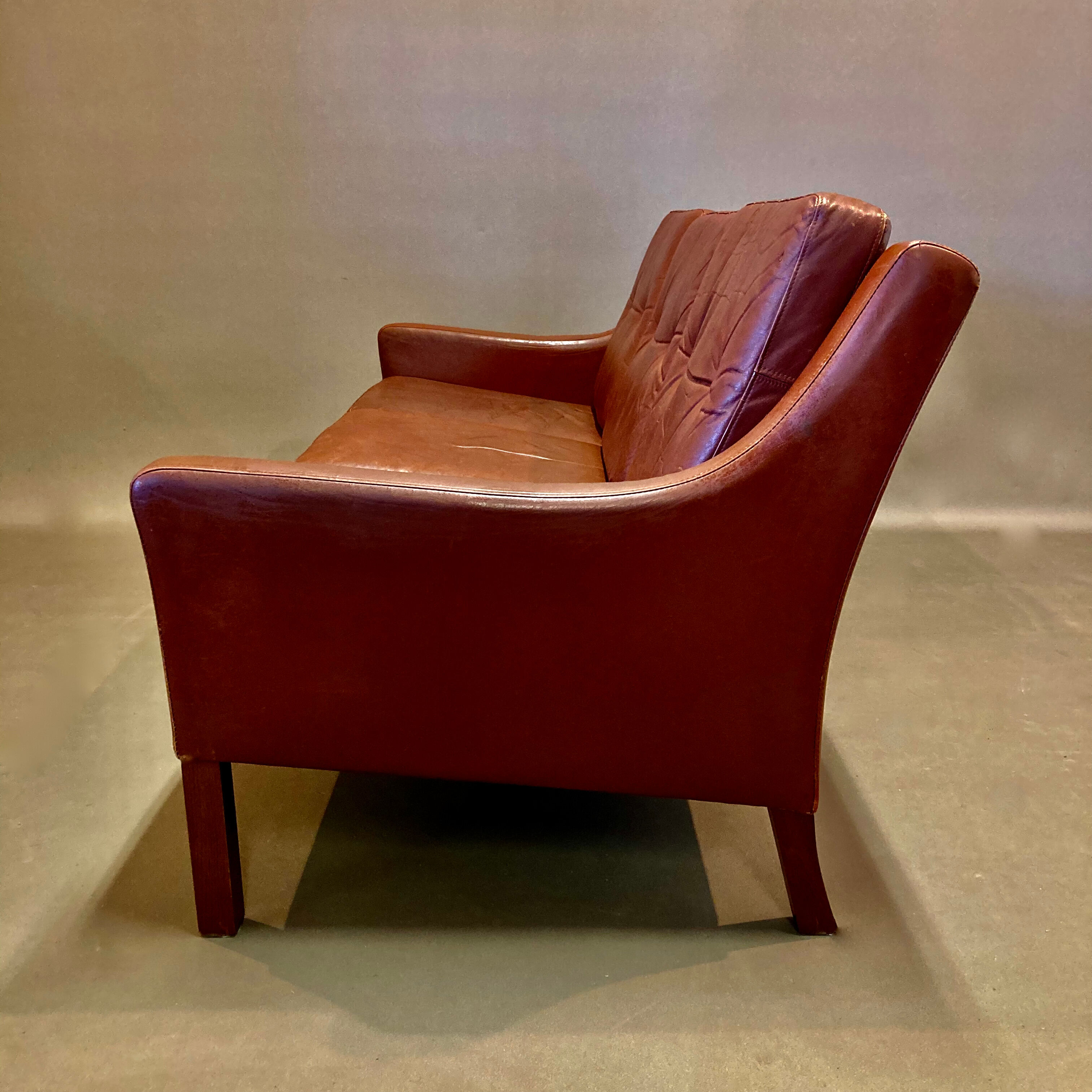 3-seater leather sofa Scandinavian design 1950.