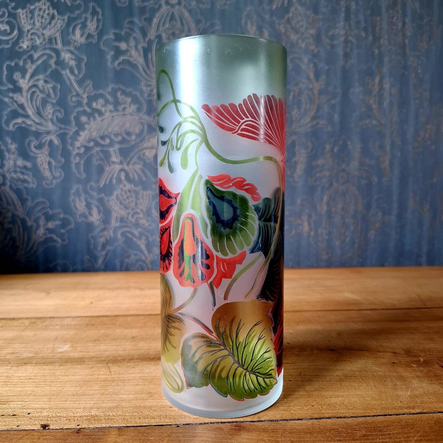Art Deco enameled glass vase