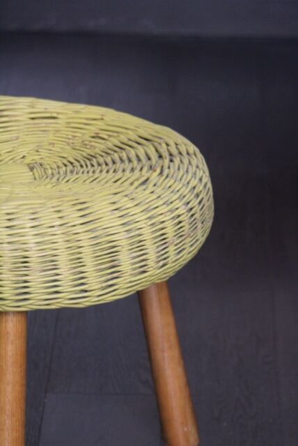 Tripod wicker stool by Tony Paul USA 1955