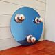 Space Age ceiling light/wall sconce, blue-tinted mirror glass, 1970.