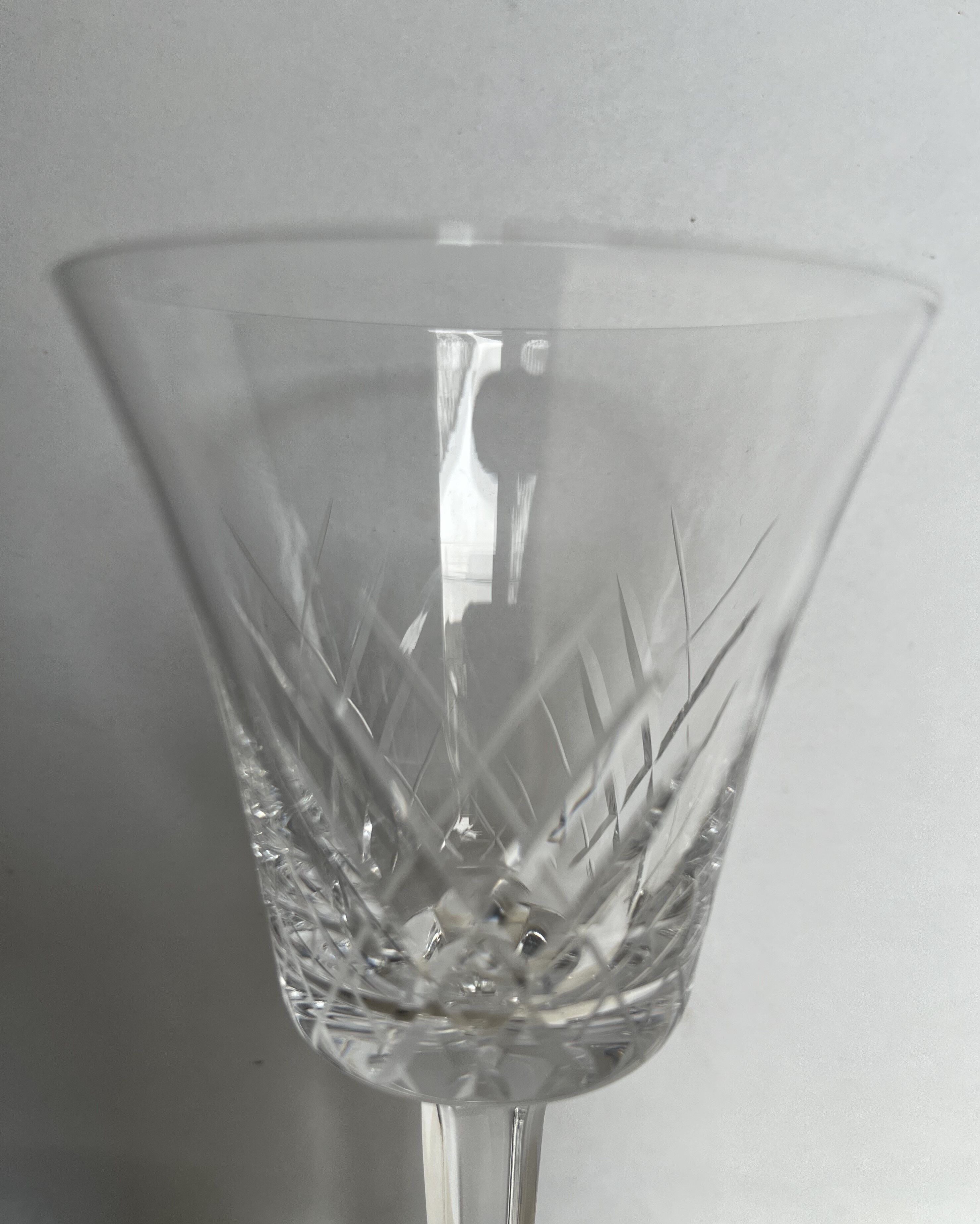 4 carved crystal wine glasses