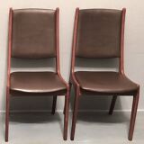 Paire de chaises de salle à manger KS Mobler en teck massif et cuir, années 1960