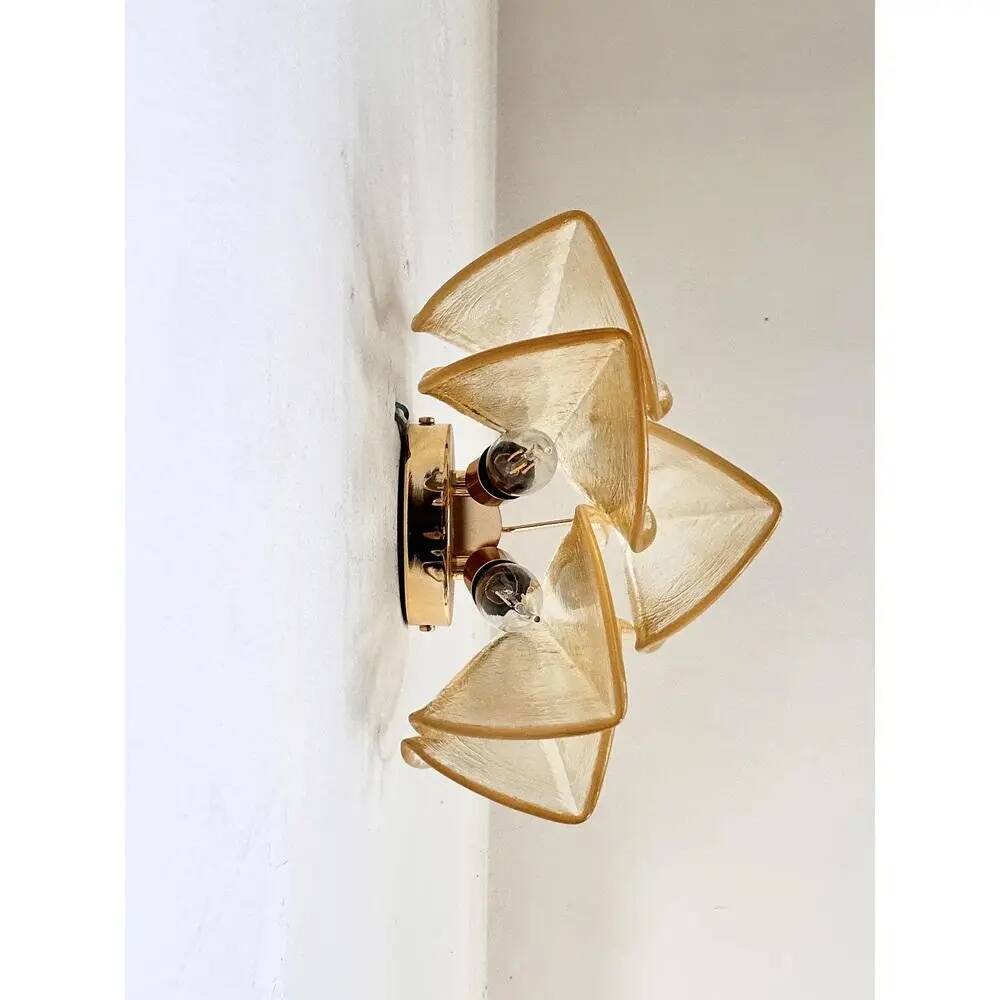 Paire d'appliques en verre de Murano Amber Rondini en or par Simoeng