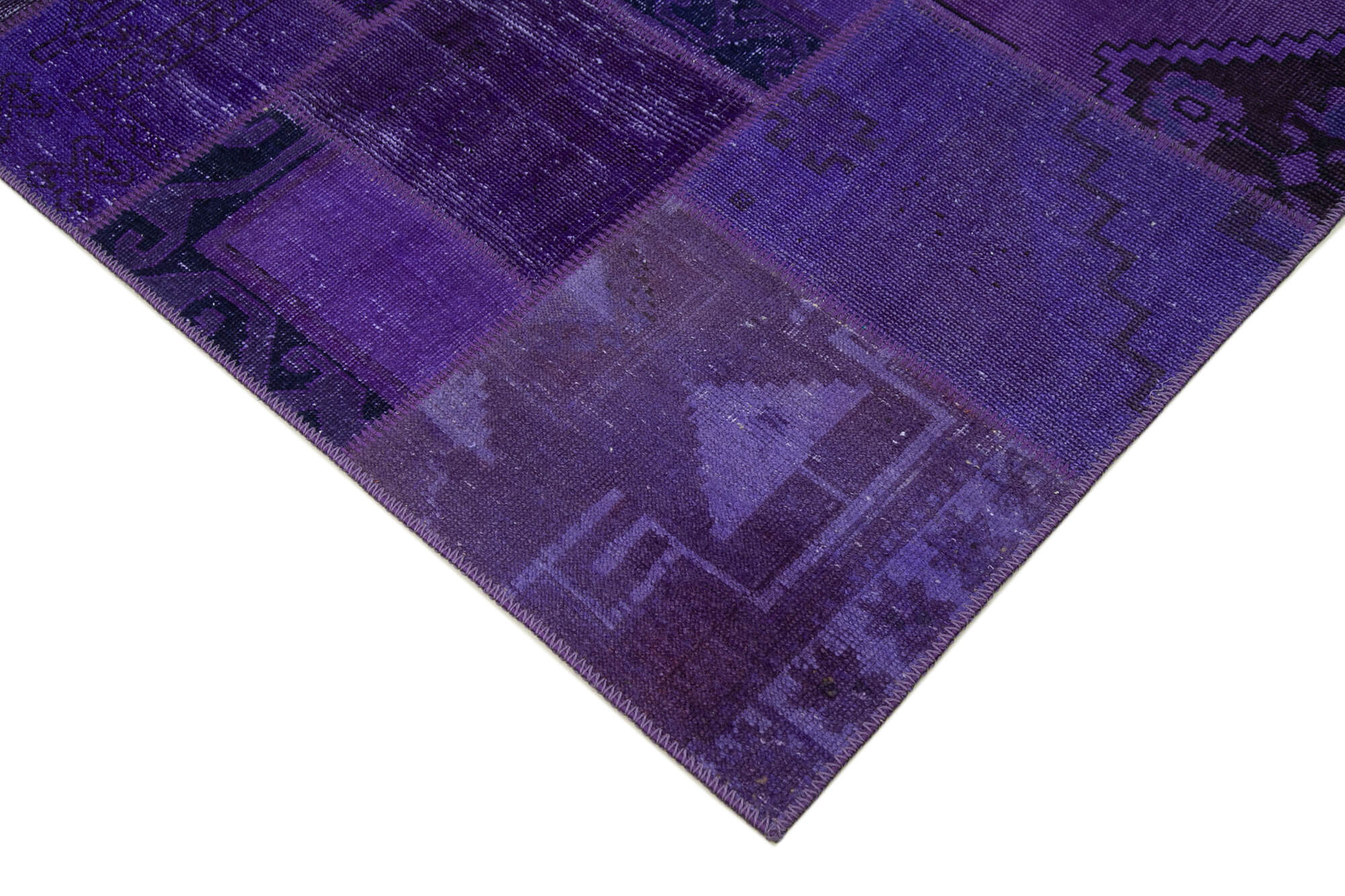 Handmade anatolian vintage 171 cm x 241 cm purple patchwork carpet