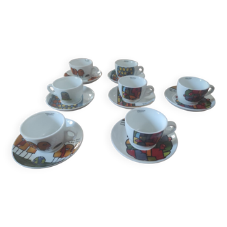 7 impeccable cups and 8 saucers Artist's Vision by Rombouts 2001