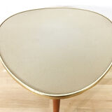 Tripod vintage leather pedestal table, 1960