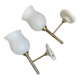 Pair of brass torch wall lights with white opal glass and porcelain