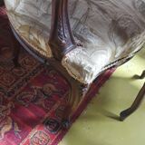 Salon ensemble banquette et fauteuils Rocaille en noyer