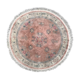 Tapis vintage chinois rond fait main 220 cm