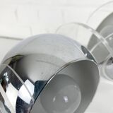 Pair of space age table lamps, chrome sphere and plexiglass, 70s