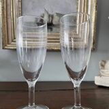 2 ancient engraved blown glass flutes