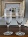 2 flûtes anciennes gravées en verre soufflé