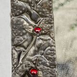 Mirror with embossed metal frame by alfred daguet, 1900s art nouveau period