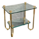 Hollywood regency gold plated & glass side table