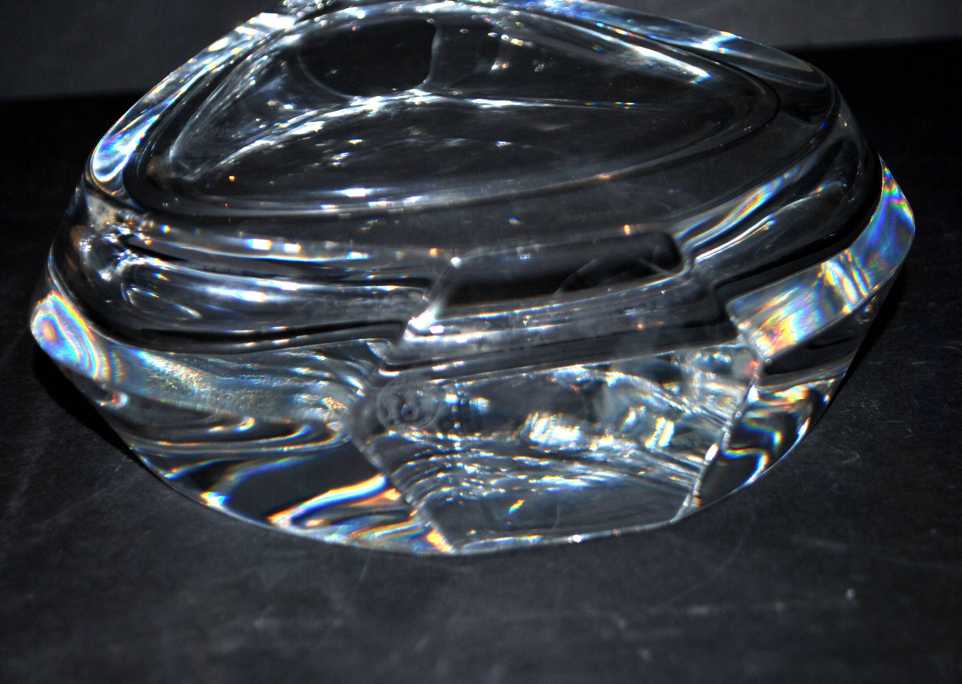 Neptune design vase in baccarat crystal signed designer thomas bastide 1988