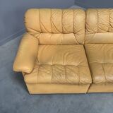 Yellow leather lounge sofa by Laauser, 1970s