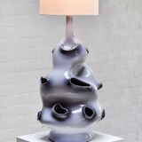 French ceramic glazed sculptural table lamp, 1970s