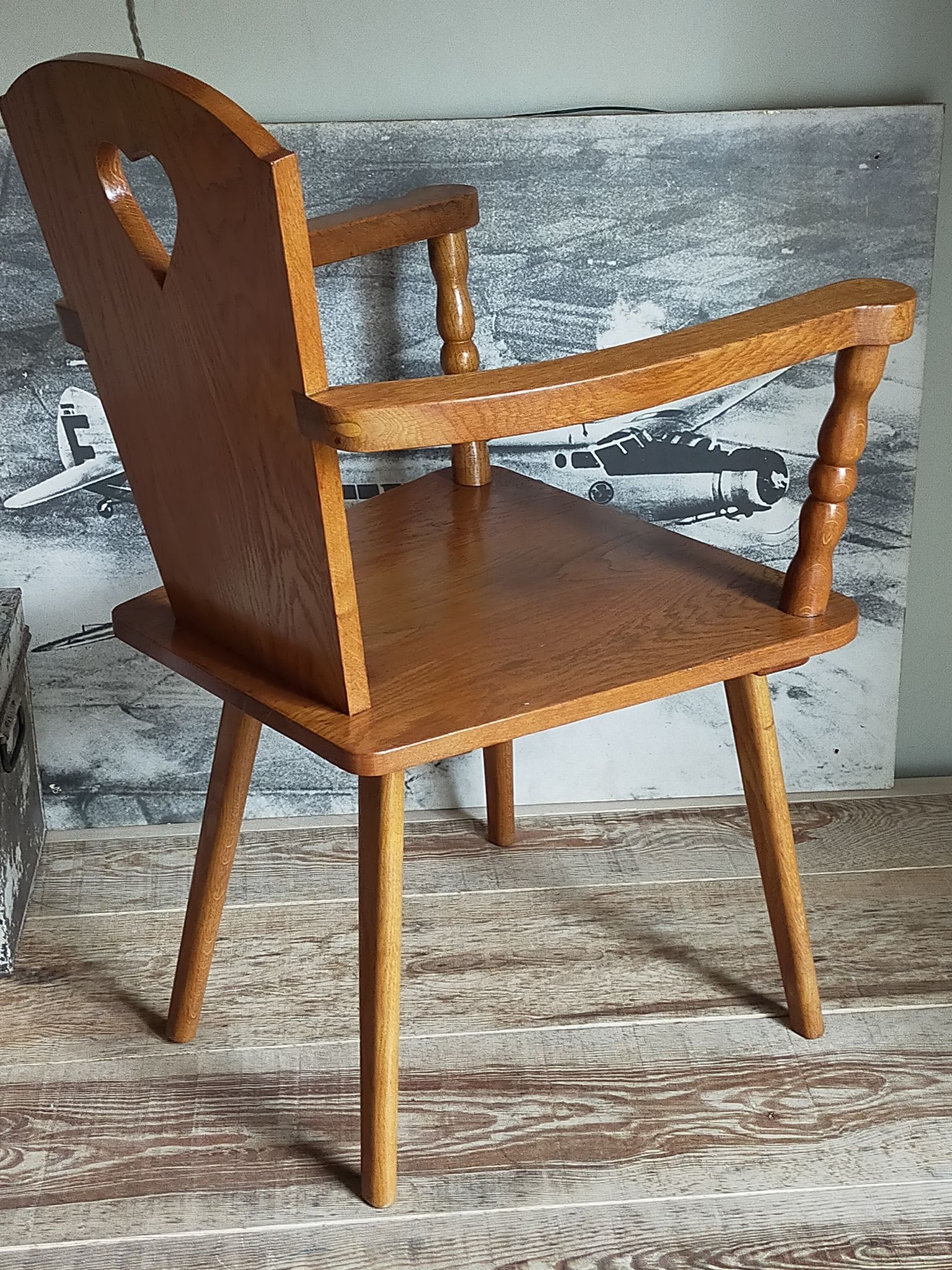 Art-popular armchair 50s in solid wood