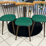 Set of pedestal table and 3 vintage bistro chairs from the 1960s