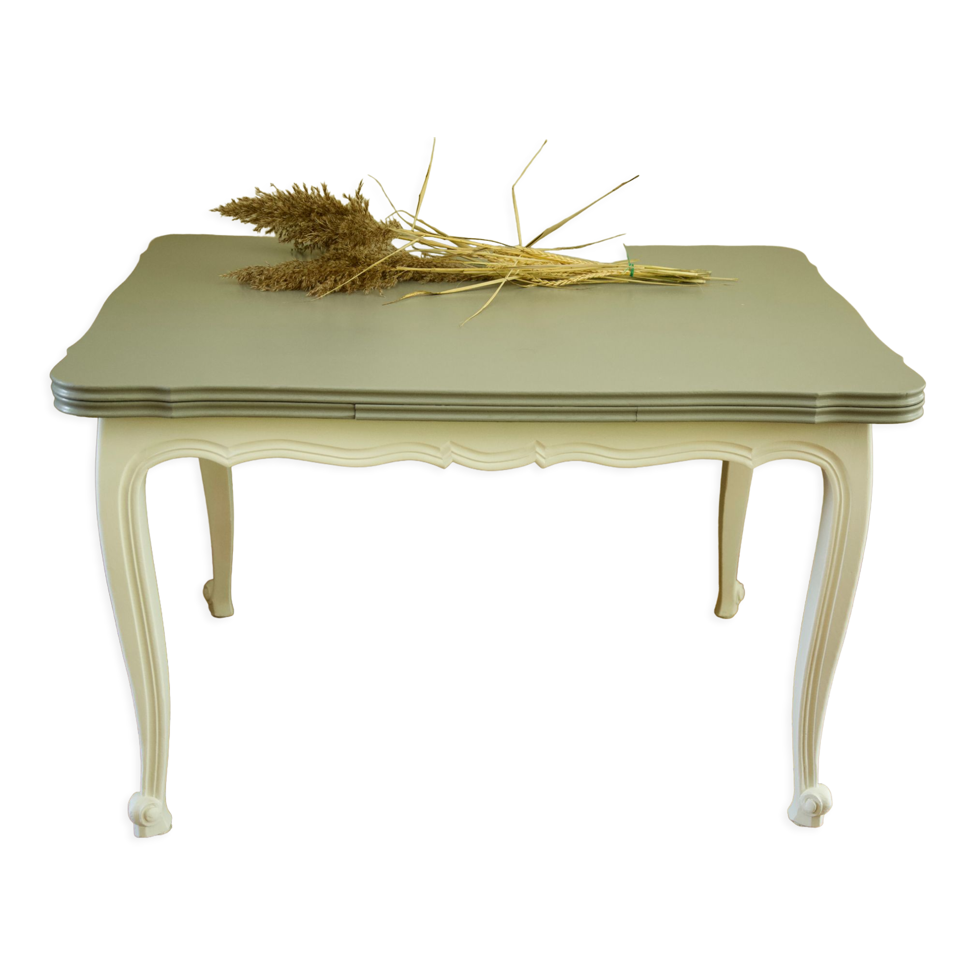 Dining table restyled gray and cream