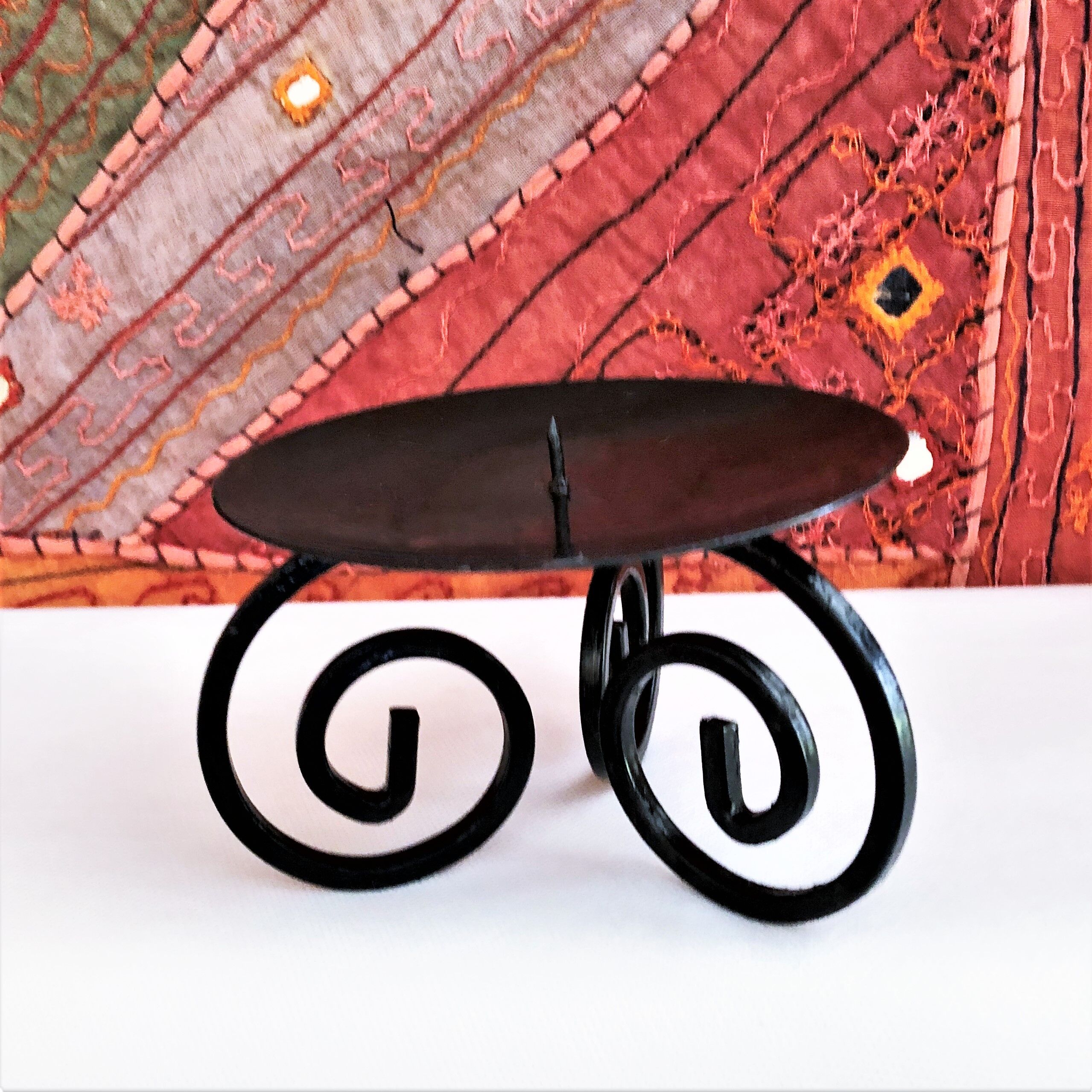 Black wrought iron picnic candle holder