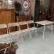 Set folding table and its 4 folding chairs perforated metal cream color - 70s