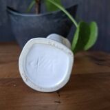 Handmade single-flower vase in white earthenware from the 70s