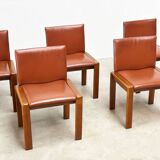 Set of six leather Italian dining chairs