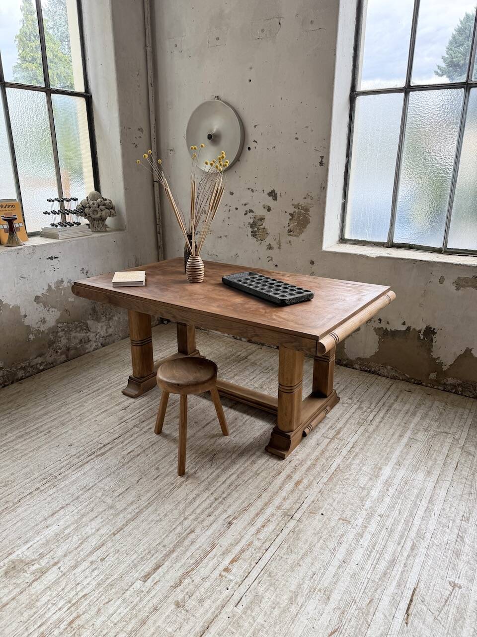 Table de repas chêne 1940 Dudouyt 240cm