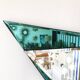 Emerald green geometric mirror – Italy, 1970s/1980s