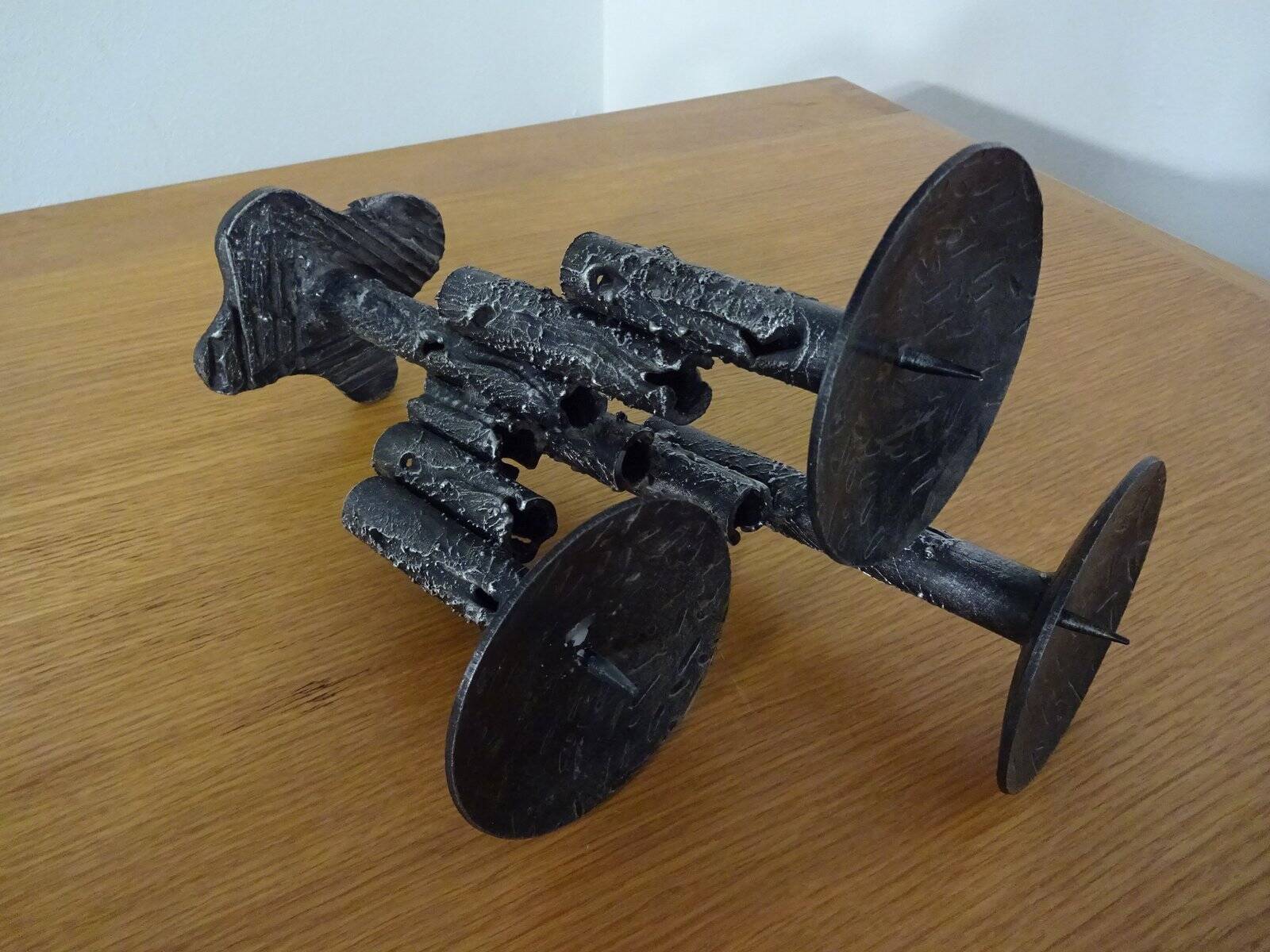 Brutalist Iron Candleholder, 1960s