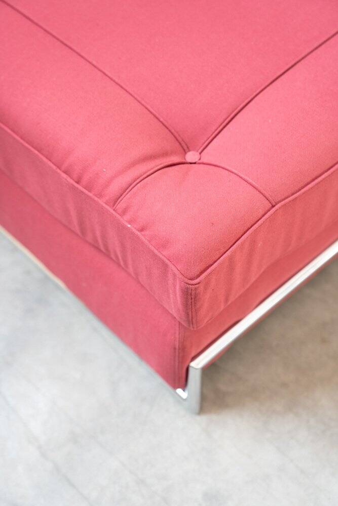 Vintage 1980s Eileen Gray Red Fabric and Metal Daybed